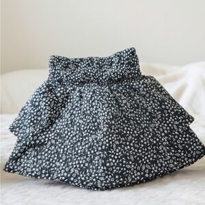 Zara Black & White Textured Floral Tiered Skirt